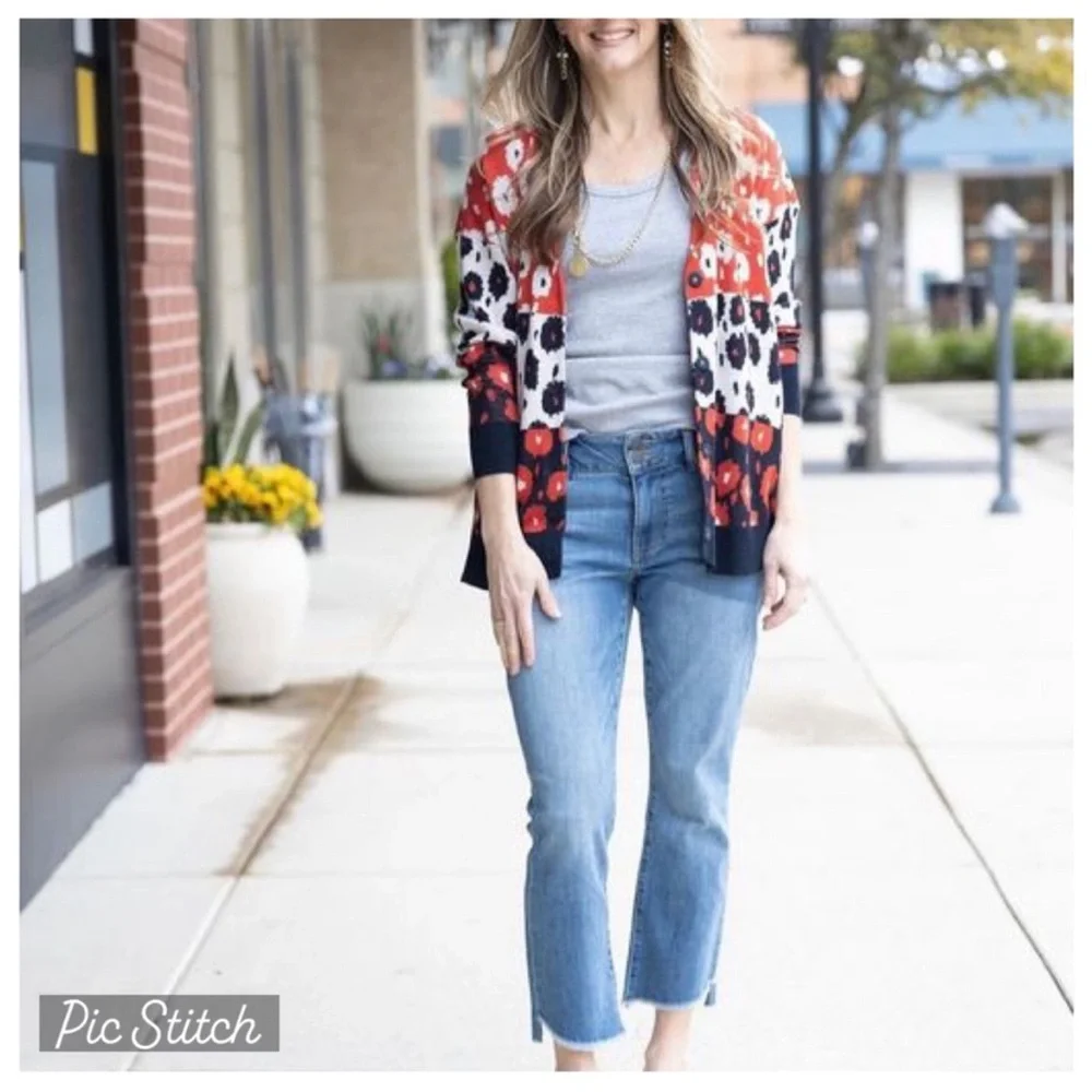 Cabi poppy print cardigan #6163 - Picture 3 of 9